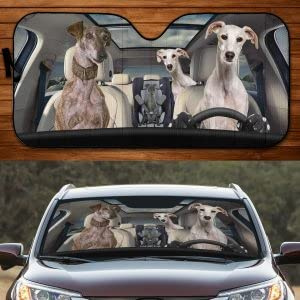 Frontscheibe Windschutzscheibe Schutz Lustige Windhund-Familie, Die Hundeliebhaber Fährt Frontscheibenabdeckung Faltbar Auto Sonnenschutz Für Meisten Fahrzeuge Lieferwagen Wagen