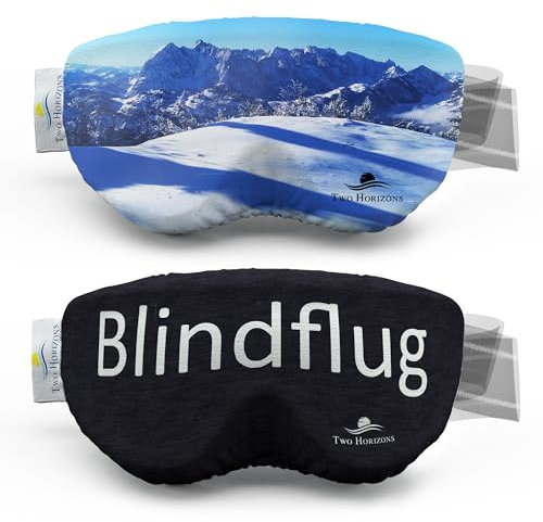 Two Horizons Skibrillen Schutz Überzug 2er Set | Schutz vor Kratzern | Lustige Sprüche | Ski Goggle Cover | Mikrofaser Putztuch | Skibrille Schutzhülle elastisch | Skibrillenschutz Überzug