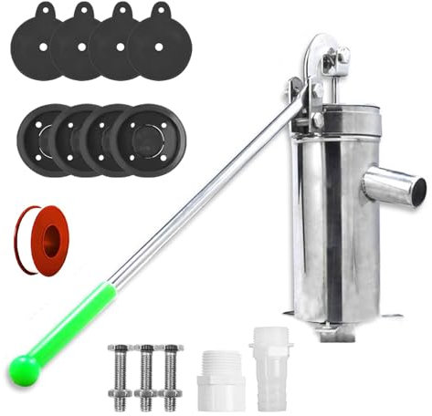 Manuelle Wasserpumpe, 10m Schwengelpumpe Edelstahl Handpumpe Wasser Handwasserpumpe Schüttelwasserpumpe Seglerpumpe mit Dichtungszubehör Kit für Fasswasser Grundwasser Holen