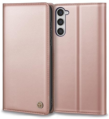 Handyhülle für Samsung Galaxy S23 Hülle Mit Schutzfolie Premium Leder Schutzhülle für Samsung S23 Hülle [Kartenfach] [Magnet] [Stand] Klapphülle Handyhülle Samsung Galaxy S23, Rosa