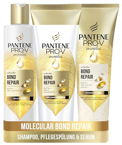 PANTENE Pro-V Miracles Molecular Bond Repair, Routine zu Haarrgenerations-Pflege mit Shampoo 250 ml + Pflegespülung 160 ml + Haarmaske 300 ml, Für geschädigtes Haar