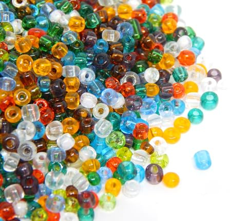 Perlin Rocailles Glasperlen Indianerperlen Saatperlen Pony Perlen 2mm Transparent Farben Set, 17 Farben, 11/0, Klar Mini, Seed Beads 6500 Stk (Gemischt)