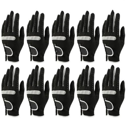 QUYNAGER Golfhandschuhe Packung von 10. Stck Männer Golfhandschuhe atmungsaktiv schwarzer weicher Gewebe Golf Handschuh Linke Hand Golfhandschuh (Color : Worn on Left Hand, Größe : 27 XX-Large)