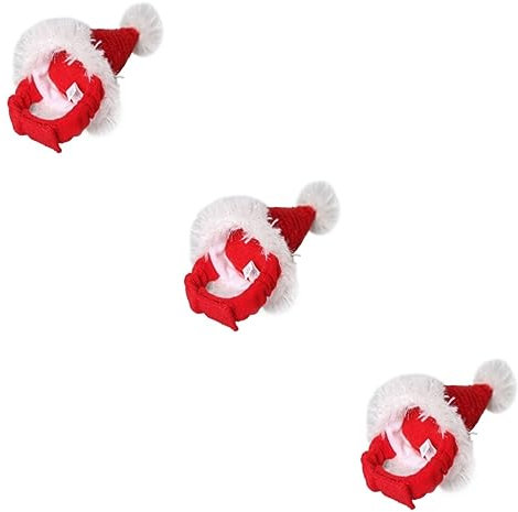 Sosoport 3St Weihnachtsmütze für kleine Haustiere Haustierkostüm für Weihnachten Weihnachtskopfschmuck für Haustiere Katze Weihnachtsmütze Hamsterhut Hundemütze zu Weihnachten Igel Deckel