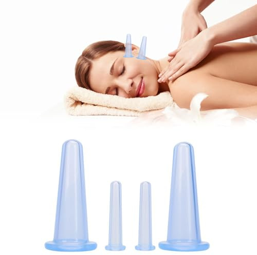 Schröpfen Cups Silikon,Schröpfgläser Silikon,Saugglocke Massage,4 Stück Facial Cupping,Silikons Schröpfen,Silikons Schröpfens Cups,Saugglocke Massage Tools,Blau