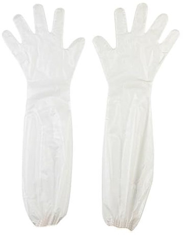 JCUGSBS 20 Pezzi Guanti Monouso a Braccio Lungo, Trasparenti, in Plastica Veterinaria, Usa e Getta per la Pulizia della Cucina