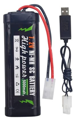 ZYGY 7.2V 5000mAh NiMH Battery with KET-2P Plug with USB Charger for RC Truggy Buggy Tanks Racing RC Cars Trucks High Power with Tamiya Connector Battery