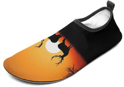 Wasserschuhe für Damen und Herren, schnelltrocknend, Aqua-Socken, Barfußschuhe, Natur, Sonnenuntergang, Hirsch, Sport, Strand, Schwimmschuhe, Stil:, 38/39 EU