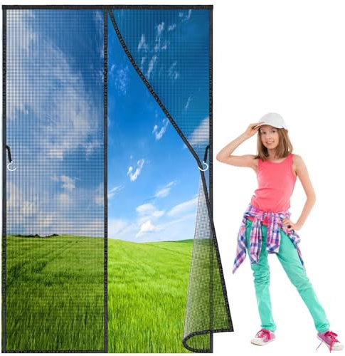 Magnet Fliegengitter Tür Insektenschutz 330x180 cm, Balkontür Fliegenvorhang Stärker als Normales Der Insektengitter Lamellenvorhang Ist Ideal für Die Balkontür Schwarz Neuste-Version