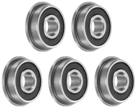 sourcing map 5pcs F695-2RS Flanged Ball Bearing 5x13x4mm Chrome Steel Double Rubber Seals Miniature Bearing, Deep Groove Ball Bearings, P6 (ABEC 3)