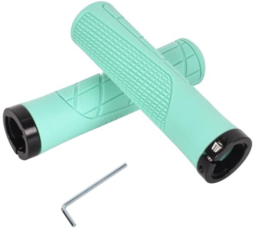 Bike Handle Grips Bicycle MTB Grips Soft Rubber Handlebar Grips for 22mm Grips, Non-Slip Bicycle Handle Grip Ergonomic Cycling Grips Shockproof BMX Mountain Grips Double Lock-On Design (Blue)