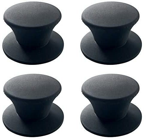 JoyTube Black Universal Pot Pan Lids, BPA Free Replacement Knob Silicone Heat Resistant Pan Cover Holding Handles Dishwasher Safe Fits Skillets ＆ Kitchen Cookware (Pack of 4)