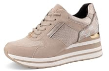 QUEEN HELENA Sneakers con Zeppa Scarpe da Ginnastica Alte Donna X31-34 (X31-35 Beige, Sistema Taglie Calzature EU, Adulto, Donna, Numero, Media, 39)