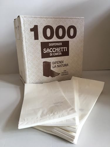 100/1000 Sacchetti di Carta Bianchi 17x34 cm Sacchetto in Carta Kraft Bianca per Alimenti Pane Dolci DOLCIUMI Articoli da Forno ORTOFRUTTA (1000)