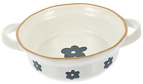 Amosfun Ciotola Ceramica Doppio Manico Vintage Per Zuppe Ramen Insalate in Terracotta Resistente e Facile Da Pulire Per Uso Domestico e Ristoranti