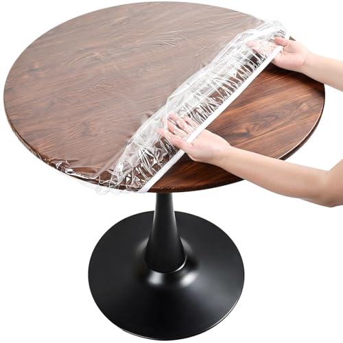 Transparent Tischdecke Rund, Wetterfest Gartentischdecke Rund mit Gummizug, Durchsichtige TPU Plastik Tischdecken, Outdoor Tischdecke für Ihren Tisch (80CM)