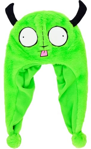 Concept One Herren Invader Zim, Gir Men's Cuffed Peruvian Winter Knit Cap with 3D Horns Beanie-Mütze, Grün, Einheitsgröße