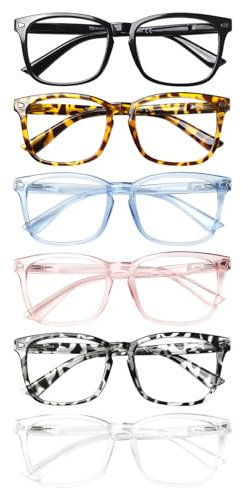 COJWIS 6 Pack Blaulichtfilter Lesebrille groß Damen Herren Computerbrille Lesebrillen Sehhilfe Brille Computer-Lesebrillen mit Sehstärke (6 Pack Farbe, 2.25, x)