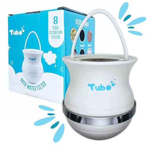 Tubo Bath Filter 2.0-8 Stage Bath Filter for Tub Faucet, Bathtub Water Filter Removes 99% Chlorine & Contaminants, BPA-Free Water Filter for Bathtub, Healthy Skin & Hair, Bath Filter for Baby