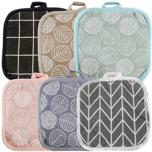 Bangbobi Set di 6 presine in Cotone - Guanti da Cucina Quadrati e isolati da Appendere, tovaglietta Americana Resistente al Calore per casa e Barbecue Party