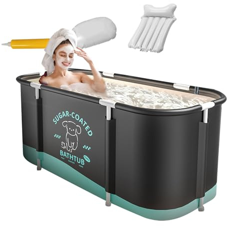 Portable Bathtub Adult - Soaking Bathtub for Adult | Foldable Soaking Basin, Lightweight Spa for Camping, 45.3x23.6x19.7 Collapsiblee Basin with Backrest for Ice or Hot Soak, Outdoor Adult Spa