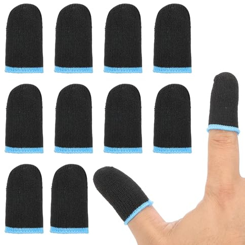 PATIKIL Manchon De Pouce De Contrôleur pour Doigt, 24 Paquets De Manchons De Doigt pour Jeu Mobile Gants À Pointe en Fibre Anti-Transpiration Respirants, Black/Blue