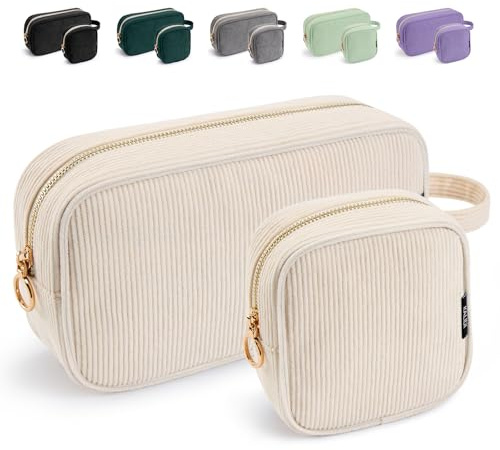 KALIDI 2 Kosmetiktasche Set Damen Cord Make Up Tasche for Handtasche | Klein and Groß Schminktasche 2 Stück Leo Reise Travel Frauen Mädchen Kosmetik Make Up Cosmetic Pouch