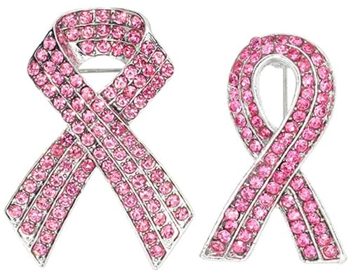 VALICLUD Broche De Sensibilisation Cancer Du Sein Ruban Rose Avec Strass Épingle À Revers Légère Pour Campagne Octobre Rose Accessoire Charité Femme Ensemble De 2