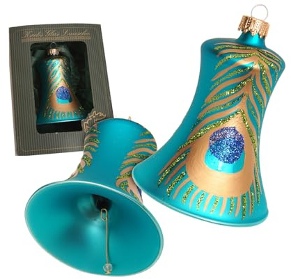 Krebs Glas Lauscha Christbaumschmuck/Glasvogel - Motiv: Pfau - Farbe: Blau - Größe: 28 cm - Made in Germany