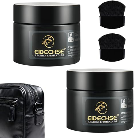 2 botellas de color negro para cuero de 100 ml. En total se suministran con 2 cepillos de reparación, juego de reparación de cuero, cuidado de la piel del coche, adecuado para reparar arañazos y