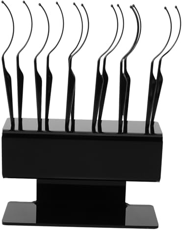 Mobestech Soporte 12 Varillas Curvadas con Negro Pestañas Postizas Organizador Profesional de Plástico Almacenamiento en Salones y Maquillaje Personal
