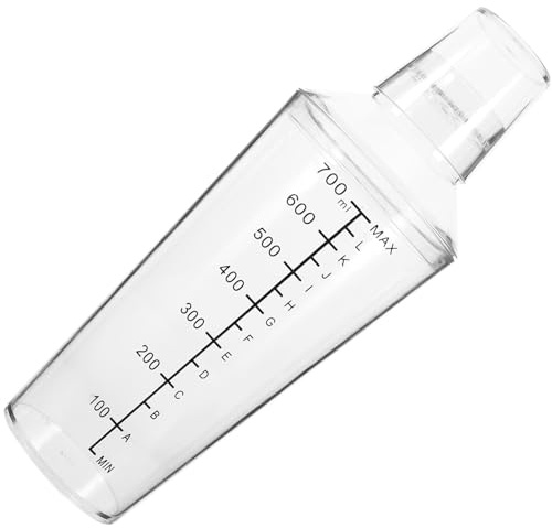 Gatuida Shaker Cocktail Trasparente con Misurino Graduato per Mixare Drink e Cocktail Portatile e Leggero Facile da Pulire per Bar e Casa