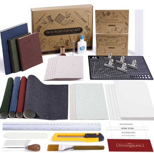 FOGWOWO 145 Pcs Book Binding Kits,Book Making Kit with Video Tutorials | Book Binding Kit for Beginners,Bookbinding Kit,Book Binding Materials Tools with Manual,Bookbinding Supplies for DIY Crafts