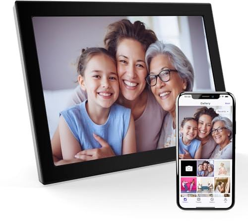 XORO Marco de Fotos Digital WiFi de 10,1 Pulgadas, Pantalla táctil IPS de 1280 x 800 HD, 16 GB de Memoria, rotación automática, comparte Fotos al Instante Desde Cualquier Lugar