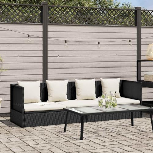 ZQQLVOO Garten Sofabett mit Kissen aus PE Rattan und Stahlrahmen Schwarz, Outdoor Relax Liege mit Verstellbarer Rückenlehne und waschbaren Bezügen, wetterfest für Terrasse Garten