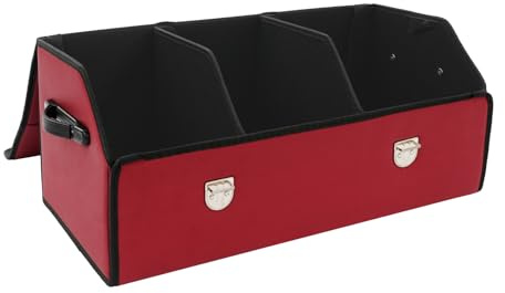 56L Auto Kofferraum Organizer, Leder Kofferraumtasche 66x30x30cm (Rot)