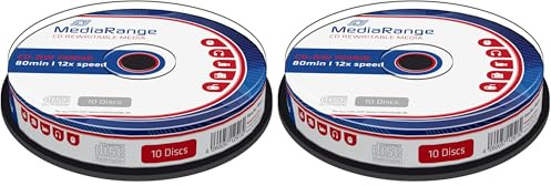 MediaRange 2X Speed 80min CD-RW (10 Tub), MR235 (Paquete de 2)