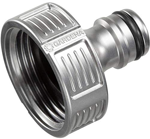 Gardena Premium Hahnverbinder 33,3 mm (G 1 Zoll): Adapter für Wasserhähne, wertiges Metall, spritzfrei, geballter Wasserfluss, frostsicher (18242-50)