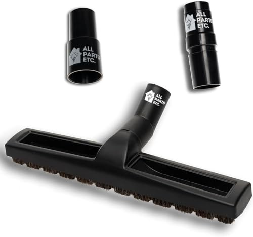 ALL PARTS ETC. 14” Vacuum Floor Brush Attachment for 1.25” Hoses – Includes 1 3/8” & 1.5” Adapters – Universal Fit for Shop Vac, Shark, Miele, Bissell, Hoover, Eureka, Dirt Devil & More