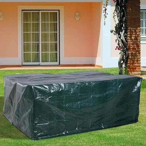 RICHIE Abdeckung für Gartenmöbel wasserdichte Schutzhülle Anti-UV Abdeckplane Atmungsaktiv Polyethylen für Gartentische Terrassenmöbel Rechteckig (Grün 280x213x90cm)