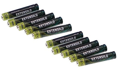 EXTENSILO 10x Batería celda Redonda AAAA - Batería Primaria (550 mAh, 1,5 V, alcalina)