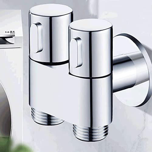 Doppelsteuerungs-Winkelventil, G1/2, 2,5 cm, Zwei-Out-Doppelsteuerung, Waschmaschinen-Wasserhahn, WC-Dreieckventil