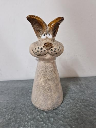 Holzwurm Statuetta di coniglio, decorazione per recinzione, sgabello in ceramica, altezza 18 cm, coniglietto pasquale
