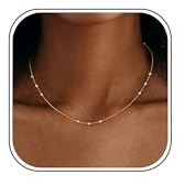 JeweBella Gold Damen Halskette Herz/Kugel/Rund/Perlen - 18K Gold/Silber Dünn Choker Schmuck