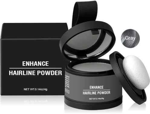 Hairline Powder, Root Touch Up Hair Powder, Instantly Conceals Hair Loss, Hair Fibers for Thinning Hair, Water Sweat Resistant, Touch Up for Thinning Gray Hair, Root Cover Up (Gray, 1Pcs)