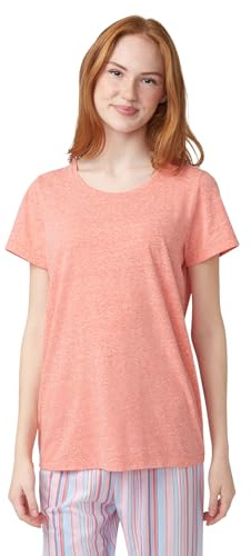 HUE Women's Summer Vacation Pajama Separates, Soft, Whimsical Print PJs with Tropical Beach Themes, Flip Flops, Cocktails, Dubarry - Short Sleeve V-Neck Tee, Large