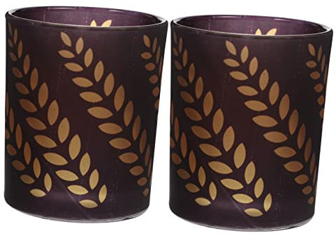 Ciieeo Romantic Glass Candle Cups Leaf Pattern 2pcs Home Decor Living Room Kitchen Bookshelf Office Bar Cafe Outdoor