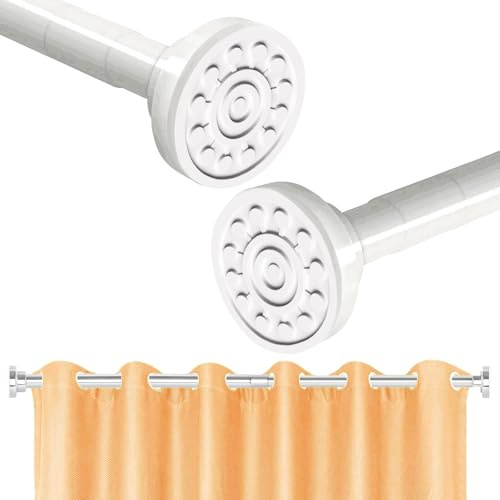 Stowetry Shower Poles Extendable No Drill 48-133 cm/18-52 in,White Net Curtain Rod,Shower Curtain Rod,Telescopic Shower Rail,Non-Slip,Never Rust,304 Stainless Steel,for Bathroom,Balcony,Kitchen