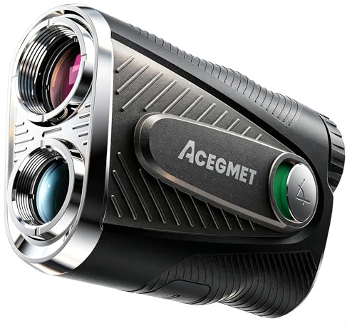 ACEGMET Telemetro Golf con Distanza Balla-Bandiera & Inclinazione - 1300 yd, Blocco Bandiera a Vibrazione 0.1s, Ingrandimento 7x, Display Rosso/Nero, Batteria Ibrida Ricaricabile, Magnetica