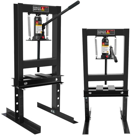 6 Ton Hydraulic Shop Press-13000LBS Hydraulic Press for Garage and Professional, h-Frame Shop Presses with Stamping Plates to Bend, Straighten, or Press Parts, Install Bearings & u-Joints
